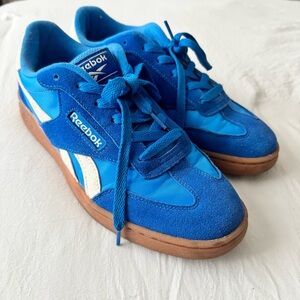 Reebok Women’s Royal Blue Suede & Nylon Sneakers with White Accents Size 8